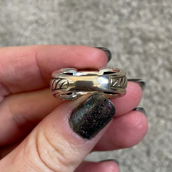 DAVID YURMAN Prasiolite & Diamond .925 Silver Sculpted Cable Cocktail Ring EUC - Picture 4 of 10